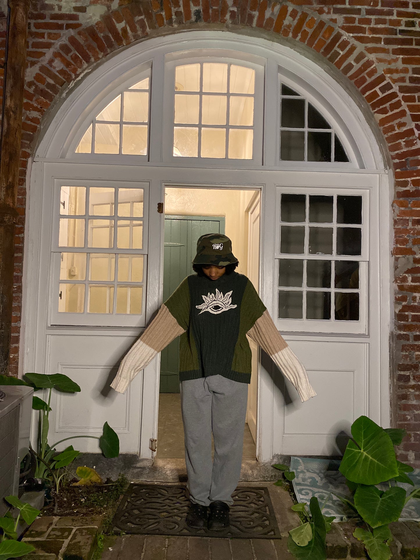 Green Textured Eye to the Sunrise Sweater