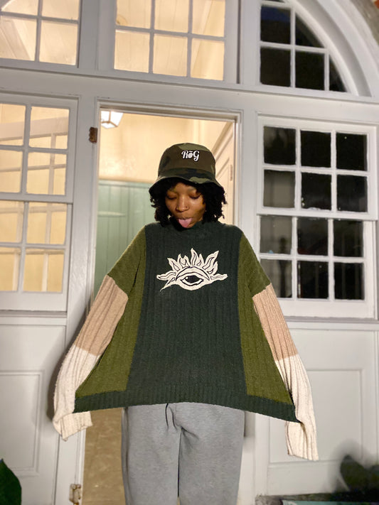 Green Textured Eye to the Sunrise Sweater